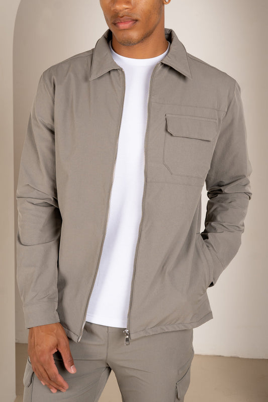 Premium Detail Cargo Jacket V2 - Taupe