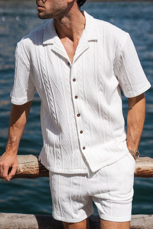 Jacquard Oversized Resort Shirt - Off White