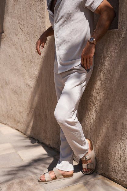 Seersucker Tailored Trouser - Grey