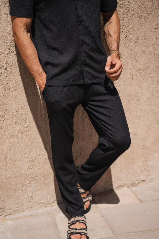 Seersucker Tailored Trouser - Black