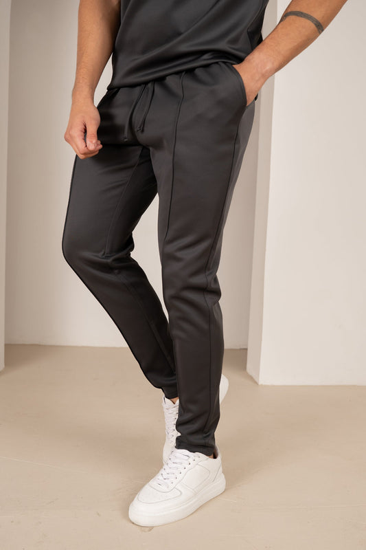Premium Scuba Pintuck Joggers - Charcoal